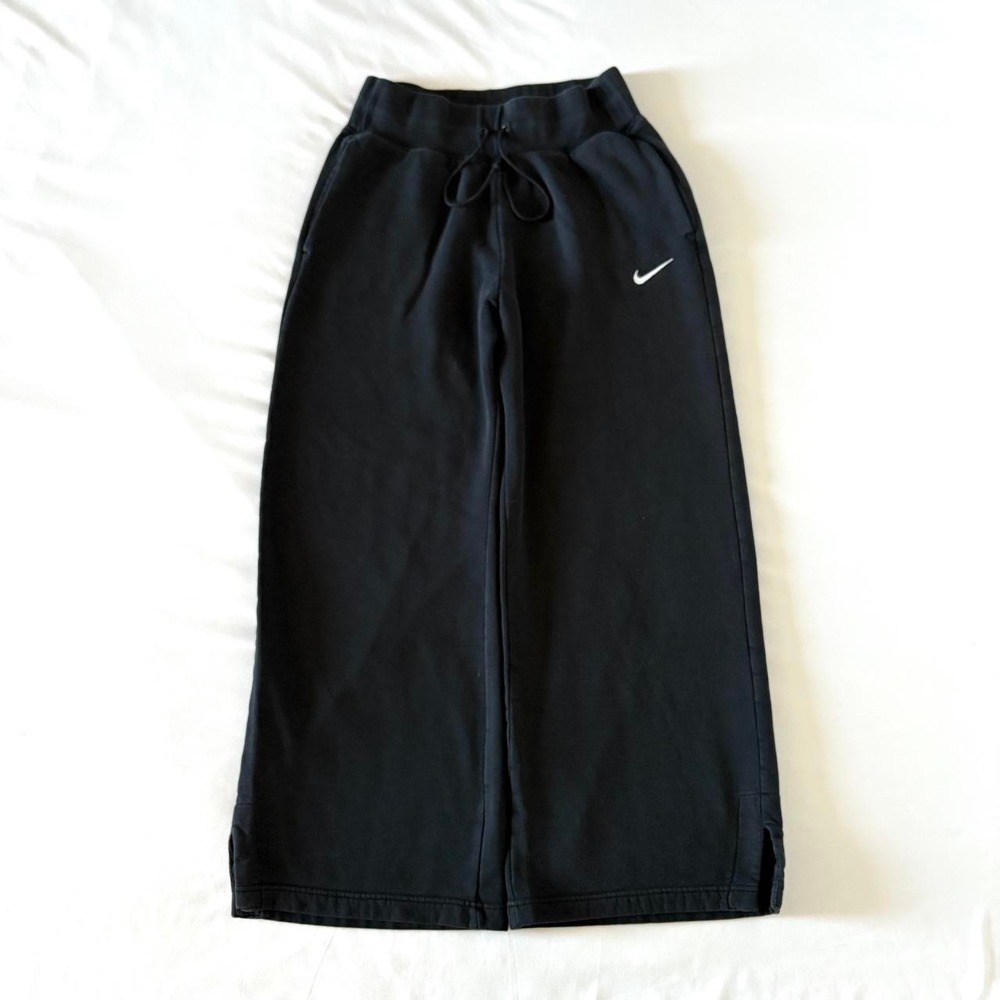 Nike Baggy Wide Leg Sweatpants Women Medium Black Vintage Y2K Swoosh